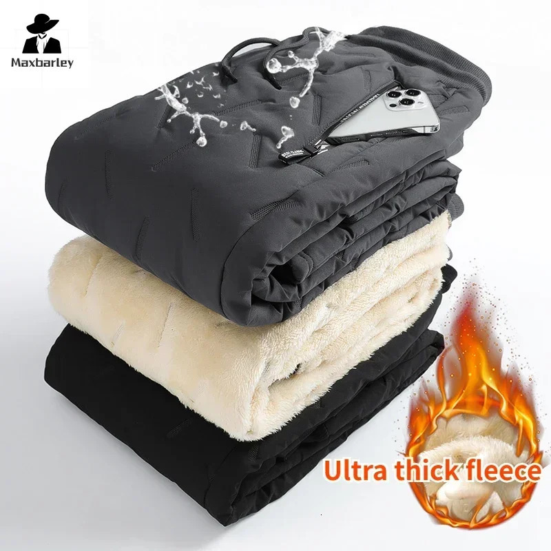 Winter Down Cotton Pants Mens Outdoor Casual Thickened Warm Drawstring Sweatpants 7xl Size Snow Coldproof Jogger 241120