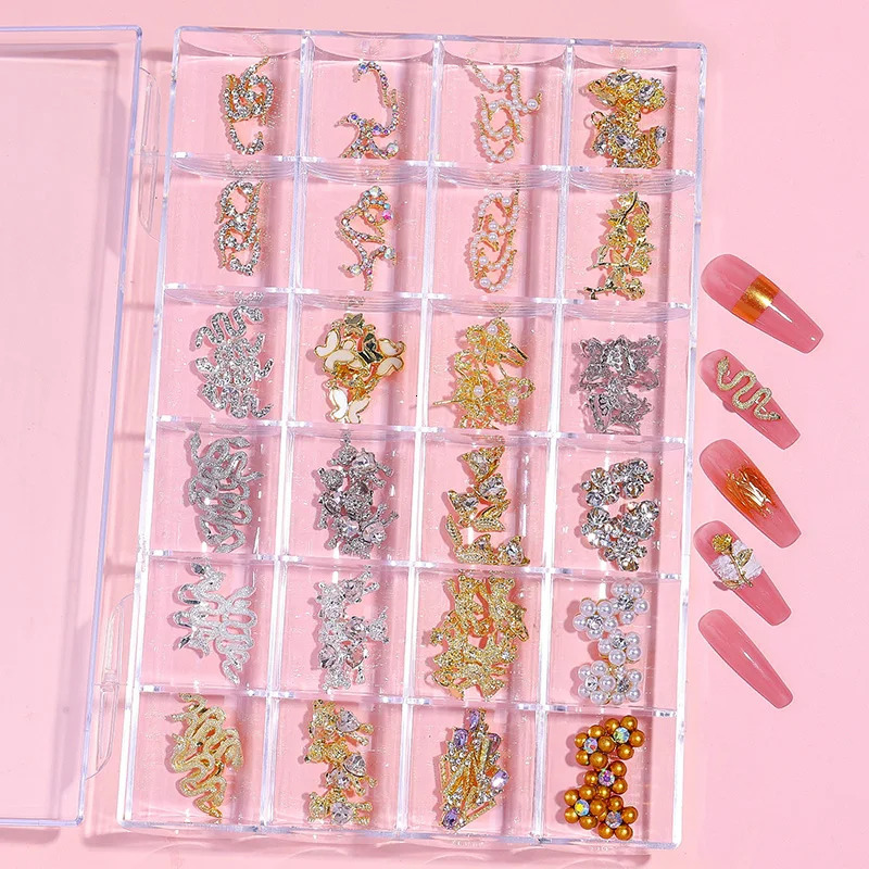 3D Alloy Nail Charms Gems Mix Crystal Nail Diamonds Rhinestones for XXL Nail Decorations Accessories DIY Jewelry Nails Supplies 240412