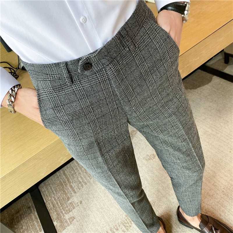 2023 Fashion Coffee Blue Grey Mens Elegant Slim Flat Mens Casual Wear Mens Office Party Mens Casual Pants W250225