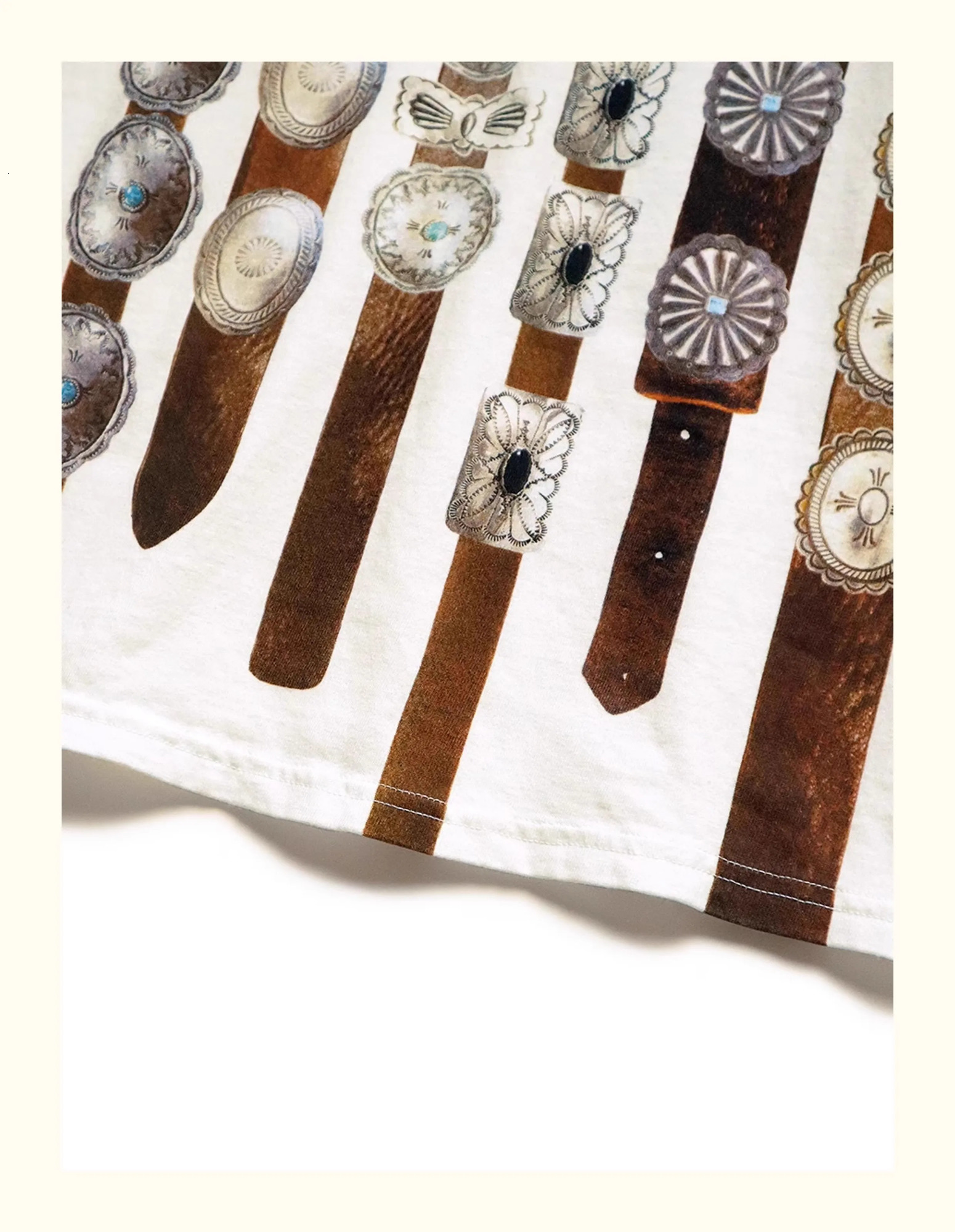 2024 KAPITAL Japanese style pure cotton metal belt decorative pattern style short sleeved T-shirt TX1079 240417