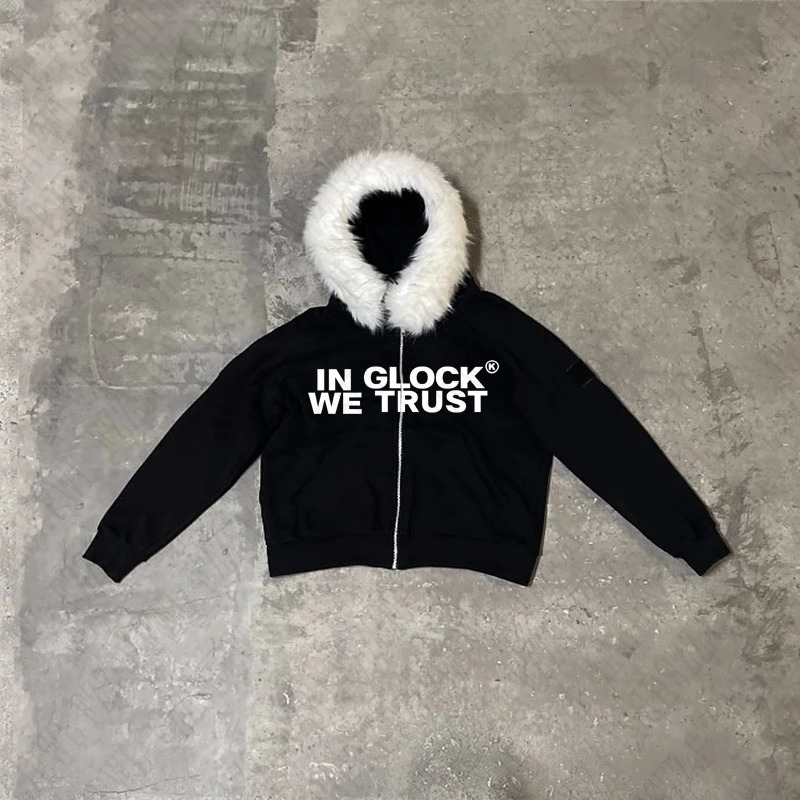 Y2K Zipper Hoodie Oversized Punk Zipper Hoodie Sweater Retro Rock Gothic Jacket Dark faux fur collar Harajuku Hip Hop Streetwear 241121
