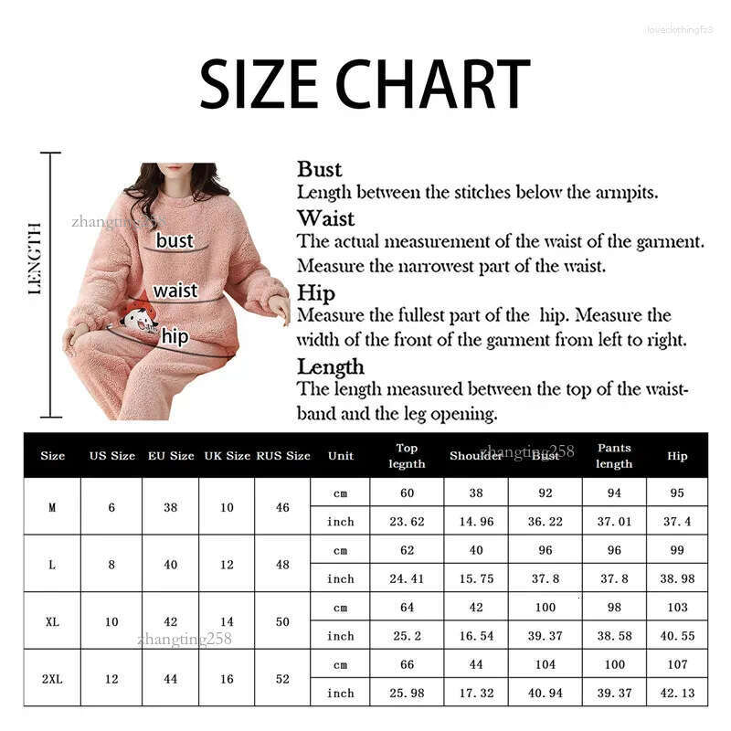 Women's Sleepwear Flannel Pajamas Sets Casual Autumn Winter Velvet Pyjama Ladies Cartoon Pijama Mujer 2 Piece Pjs Warm Homewear