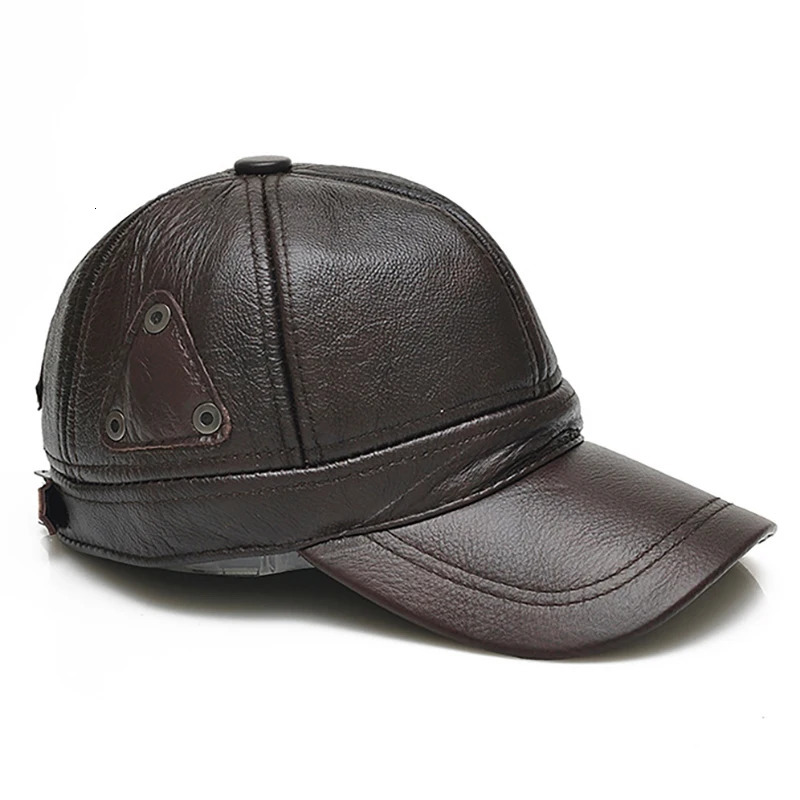 Style Men Brown Cow Leather Baseball Outdoor Real Leather Retro Hat Adjustable Real Cowhide Leather Baseball Cap 241122