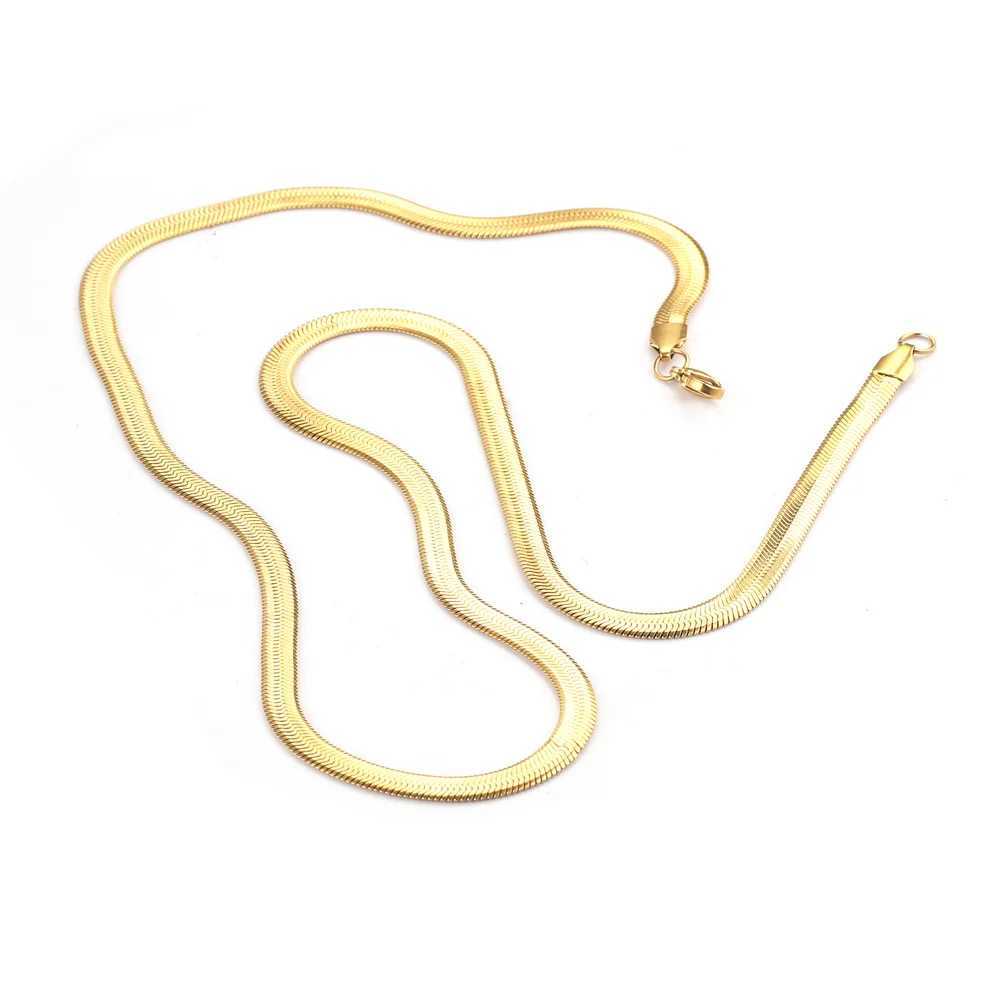 Stainl Steel Plated 18K Gold Cuban Flat Chain Necklace 2/3/4/5mm Blade Necklace Snake Bone Chain Men Women Jewelry GiftsX241123