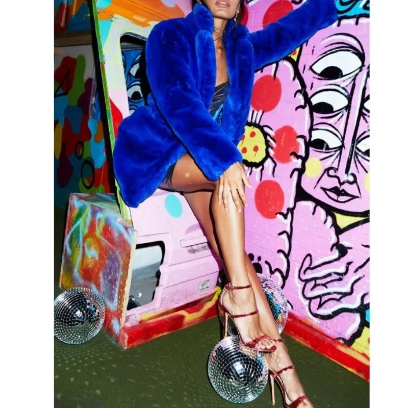 Comfortable faux fur long sleeved teddy jacket with collar autumn fashion loose fur jacket womens clothing 241118