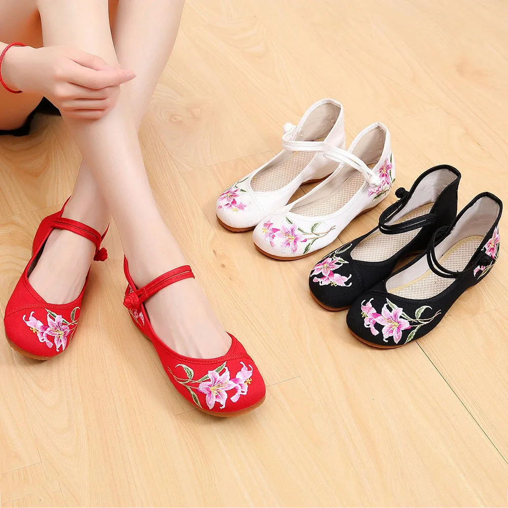 Handmade Womens Vintage Embroidered Canvas Ballet Flats Ladies Chinese Ballerinas Vegan Embroidery Shoes y241122