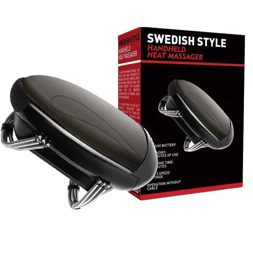 Cordless Metal Handheld Heat Massager Mens Barberology Massager USB Charge Vibration Professional Head Massage 2 Massage NodesXJ241123