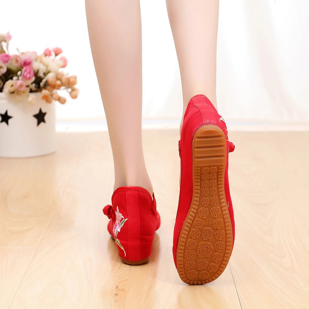 Handmade Womens Vintage Embroidered Canvas Ballet Flats Ladies Chinese Ballerinas Vegan Embroidery Shoes y241122
