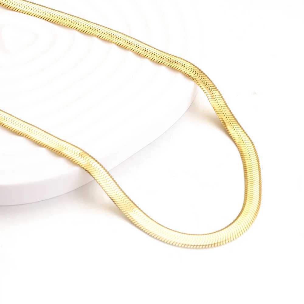 Stainl Steel Plated 18K Gold Cuban Flat Chain Necklace 2/3/4/5mm Blade Necklace Snake Bone Chain Men Women Jewelry GiftsX241123