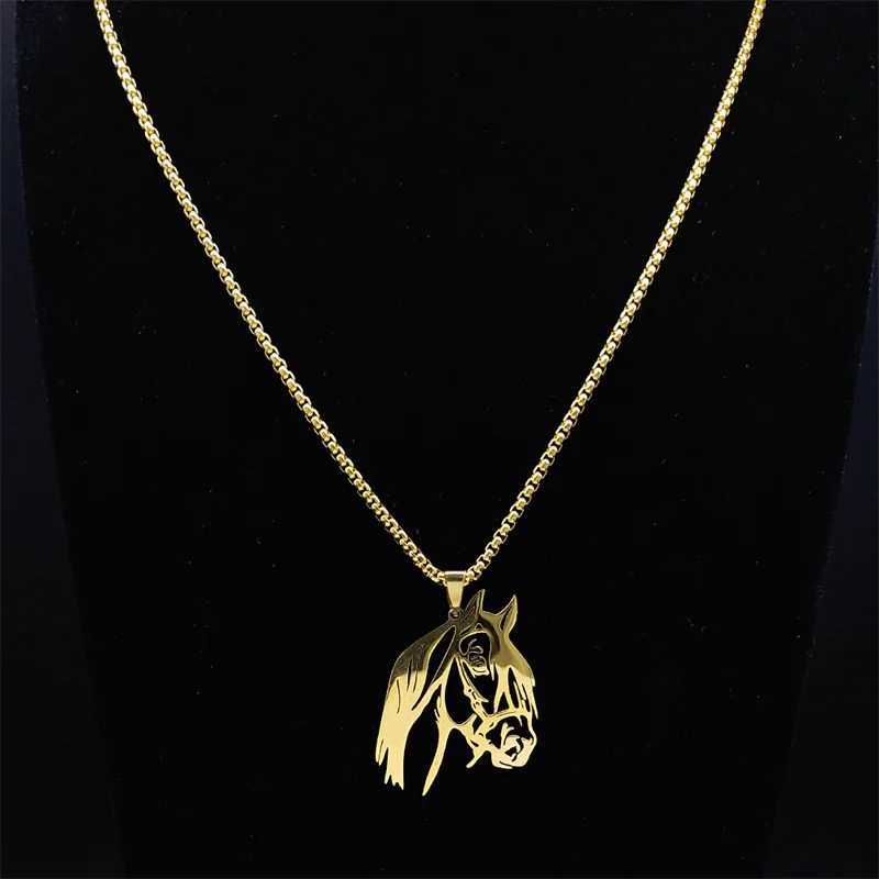 Horse Head Pendant Necklace for Women/Men Stainless Steel Animal Accessories Chain Necklaces Gift Jewelry colar masculino N2026X241122