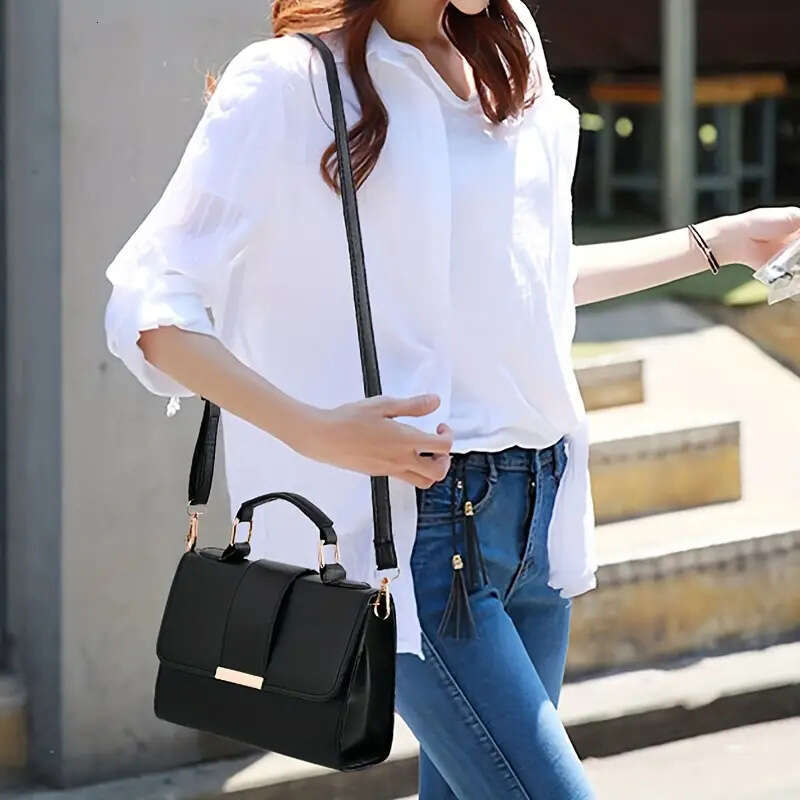 Simple Design Small Top-handle Bags Women, Pu Leather Casual Square Crossbody Shoulder Bag For Daily Used
