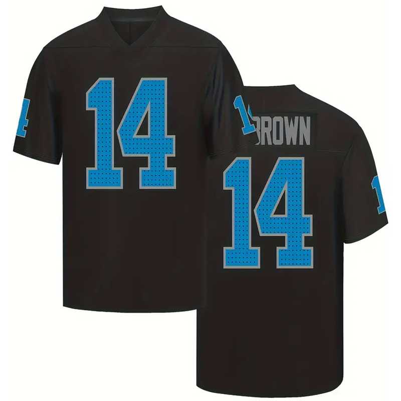 Men's #26 Gibbs 14 St. Brown Black Classic Embroidered V-Neck Rugby Jersey - Breathable, Short Sleeve Sports Shirt In Stock