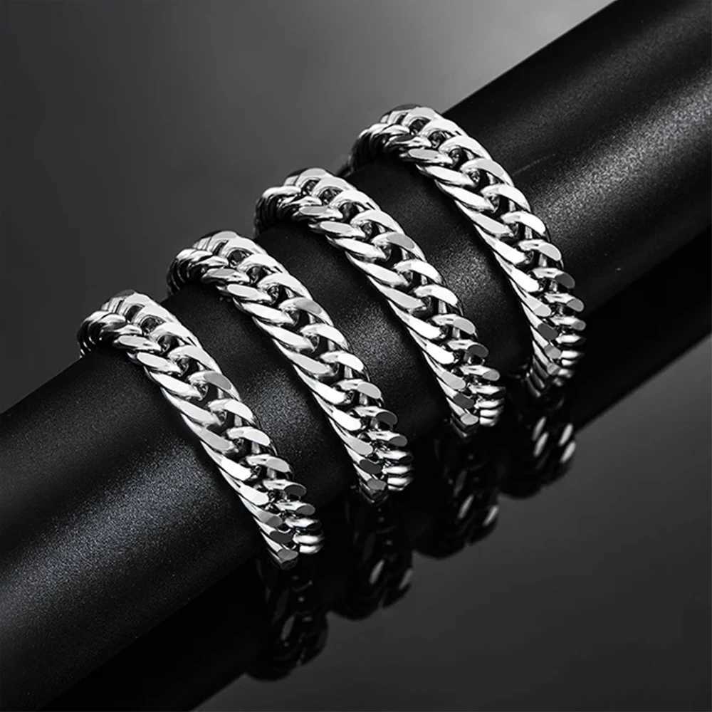 HIYEE 3mm/4mm/5mm/6mm/7mm/8mm Stainless Steel Cuban Link Chains Classic for Men Boy Curb Chunky Necklace Jewelry 14 to 28 InchesX241122
