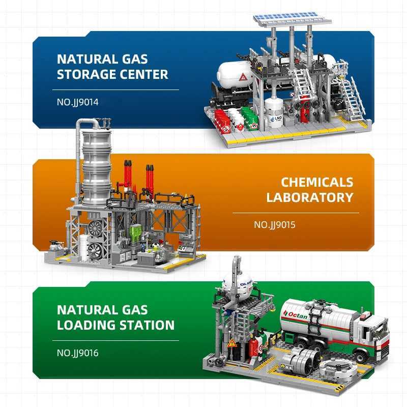 City street view building block natural gas storage center laboratory transportation station 3-in-1 assembly model brick childrens gift X241122