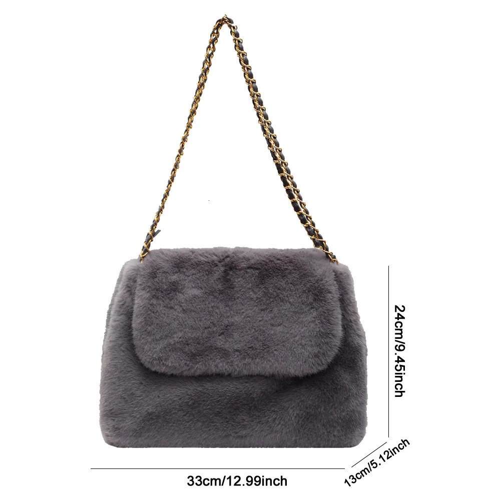 Plush Shoulder Bag for Women er Fluffy Handbag Purse Furry Messenger Bag Travel Crossbody Bags Causal Bag 241122