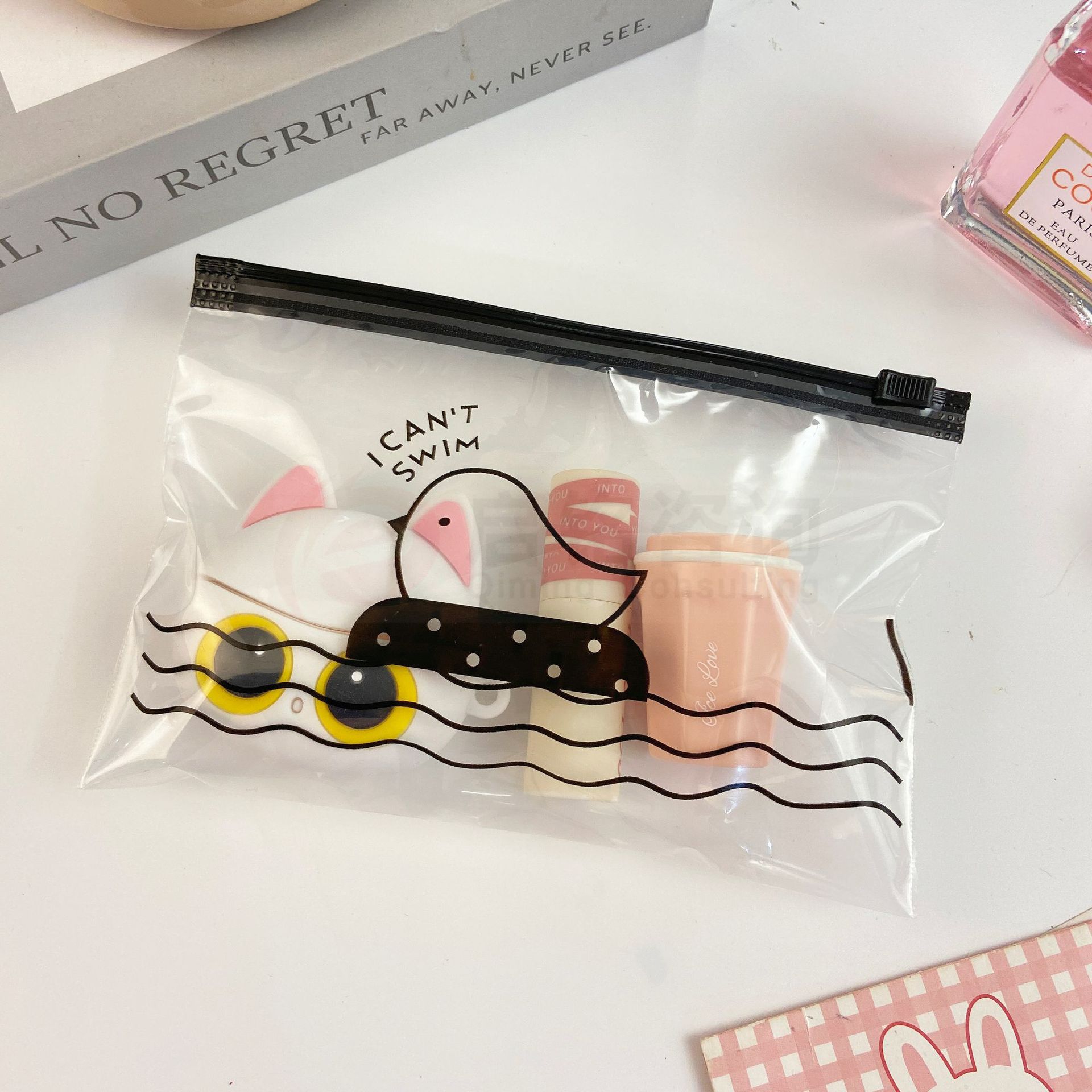 PE transparent storage packaging bag back to school season blood circulation simple learning supplies storage bag leather elastic band underwear gift 