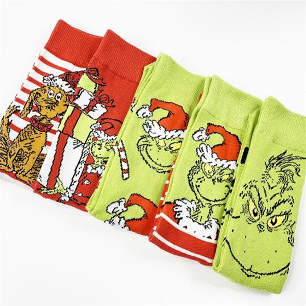 Neutral Christmas Socks Socks Elk Stockings Gift Christmas Decorations Cartoon Grinch colored knit socks
