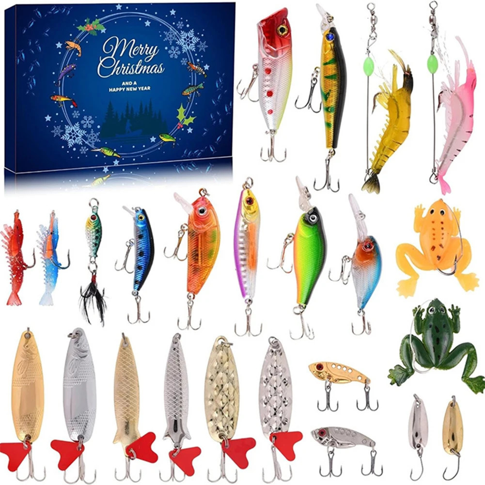 2024 Fishing Gear Set Comes Calendar Box Christmas Fishing Gear Set Various Fish Baits Surprise Gift Box 241122