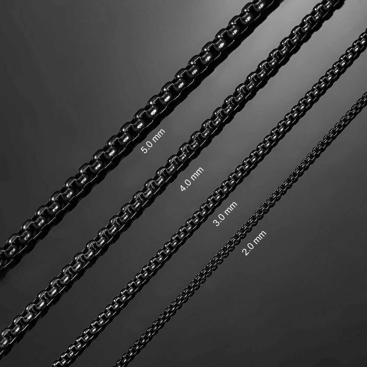 1 Piece 2mm/3mm/4mm/5mm Black Color Box Link Chain Classic Curb Necklace Stainless Steel Jewelry for Men WomenXJ241123