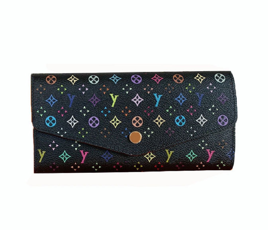 Designer Women's Wallet Fashion Sarah Envelope Purse Premium Quality Classic Multicolor Floral & Monogrammed Long Card Holder Elegant Small Money Clutch Bag with Box