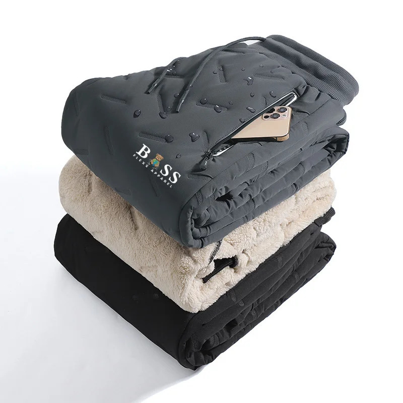 Down Pants Casual Men Thickened Fleece Loose Sportswear Winter Warm Clothes y241120