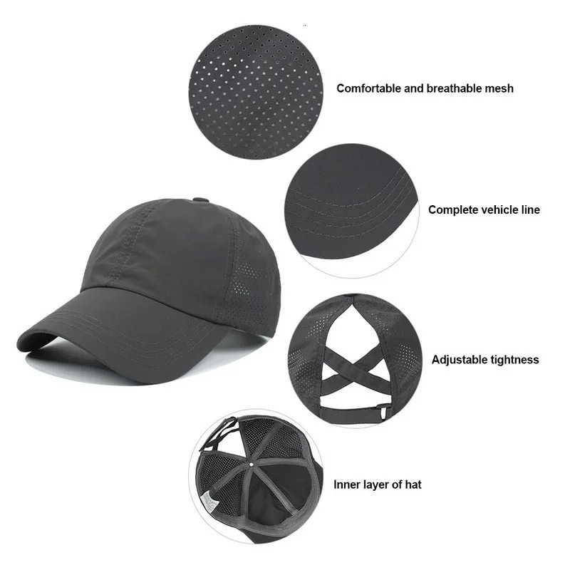 Baseball Caps For Women Hats Breathable Mesh Sun Visor Hats Female Summer European Outdoor Sports Criss Cross Ponytail Hat 241122