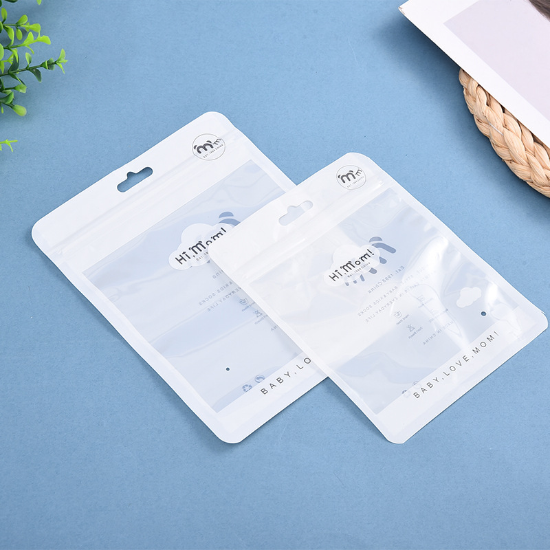Minimalist food packaging bags wholesale with three sided cover ribs for storage letter printed headband self sealing bag with logo printing capabilit