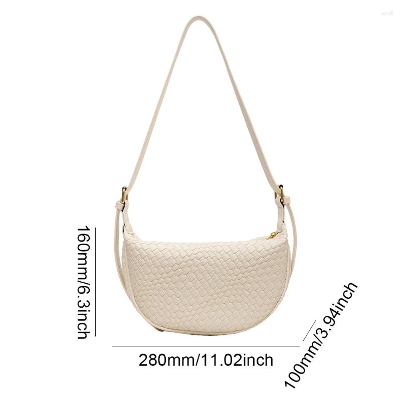 Shoulder Bags Women Daily Bag Adjustable Strap Woven Simple Hobo Solid Color Stylish Shopping 240729