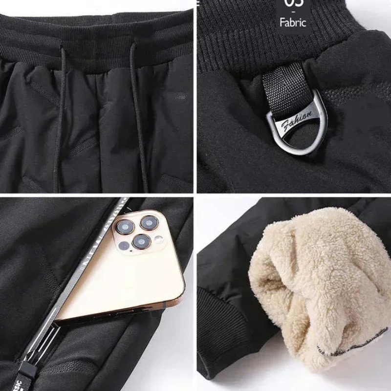 Cotton Pants Men Winter Lambswool Padded Thickened Warm Hundreds of Large Size Windproof Down y241120