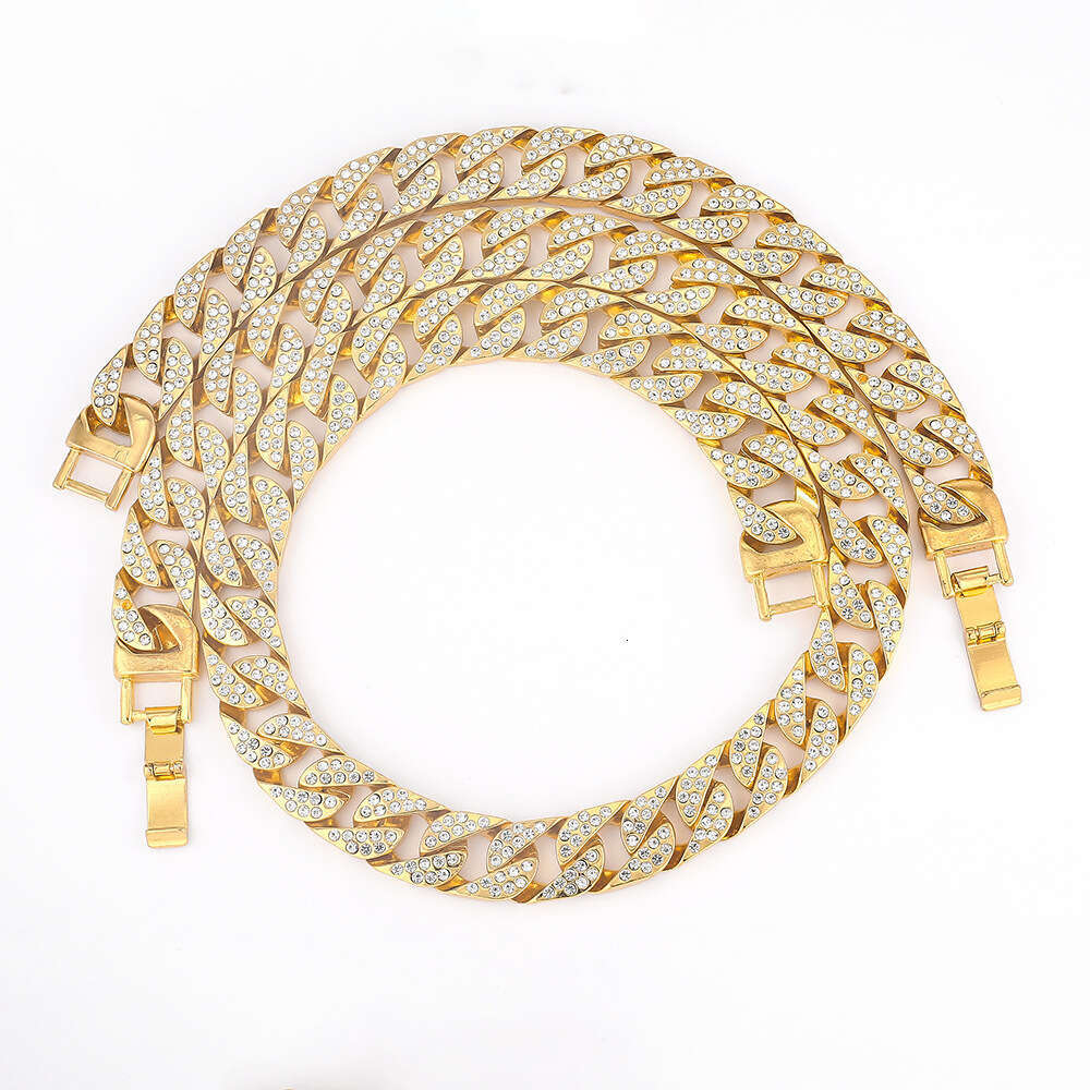 Fashionable Full Dia Cuban Chain Necklace Exaggerated Hiphop Bracelet Jewelry