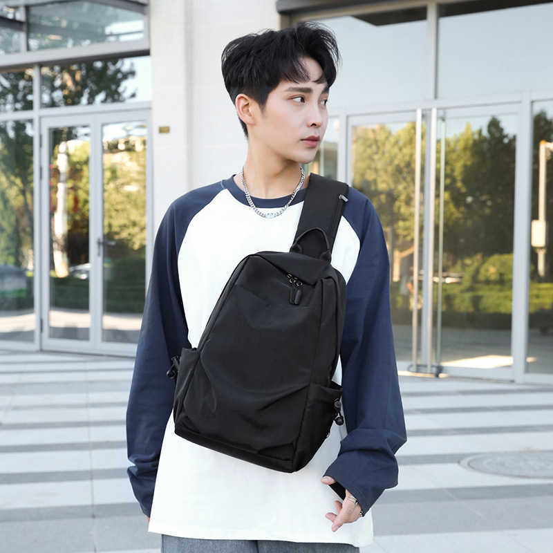 Can hold 14 inch laptop shoulder bag, new large capacity shoulder crossbody bag, waterproof fabric chest bag for men 241123
