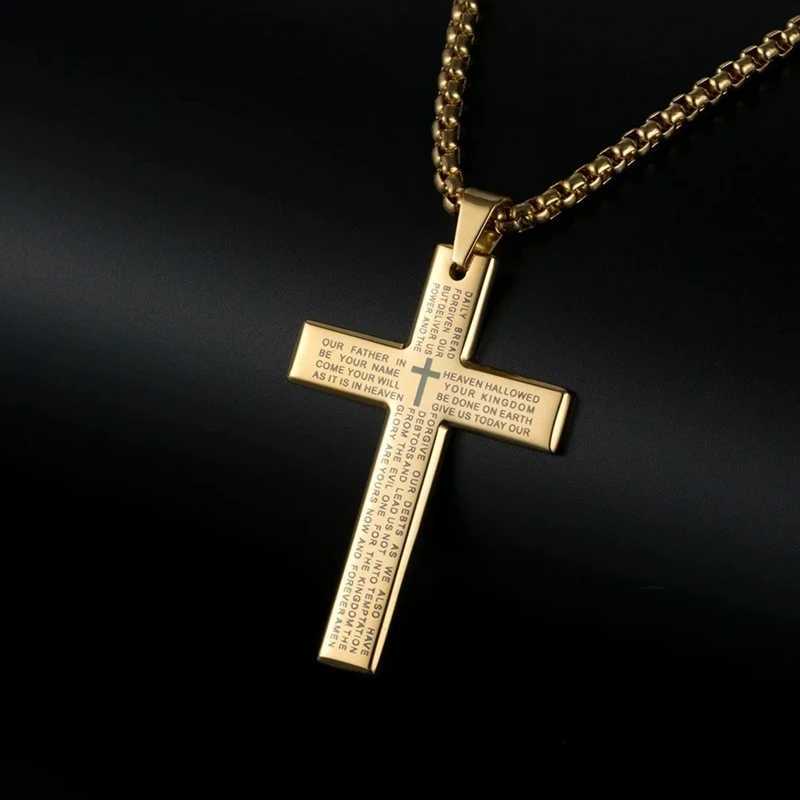 Fashion Cross Chain Pendant Necklace Fashion Men Women Metal Geometry Punk Gothic Party Jewelry Vintage GiftsX241122