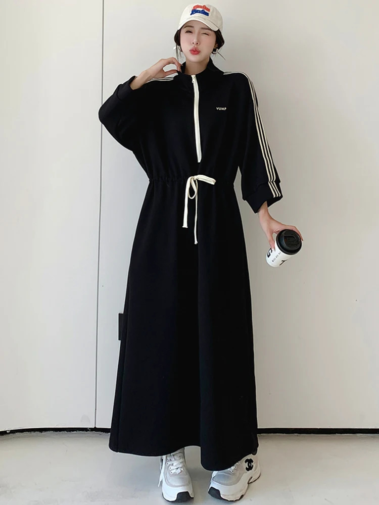 NYFS Autumn Korea Woman Dress Vestidos Robe Elbise Loose Plus Size Letter Print Long Sleeve Long Dress 241120