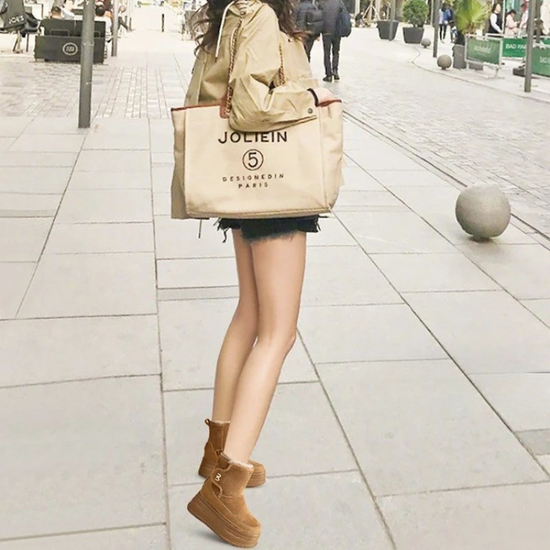 high-quality suede cow leather platform wedge winter plush womens boots hidden boots warm ankle boots brown boots 241122