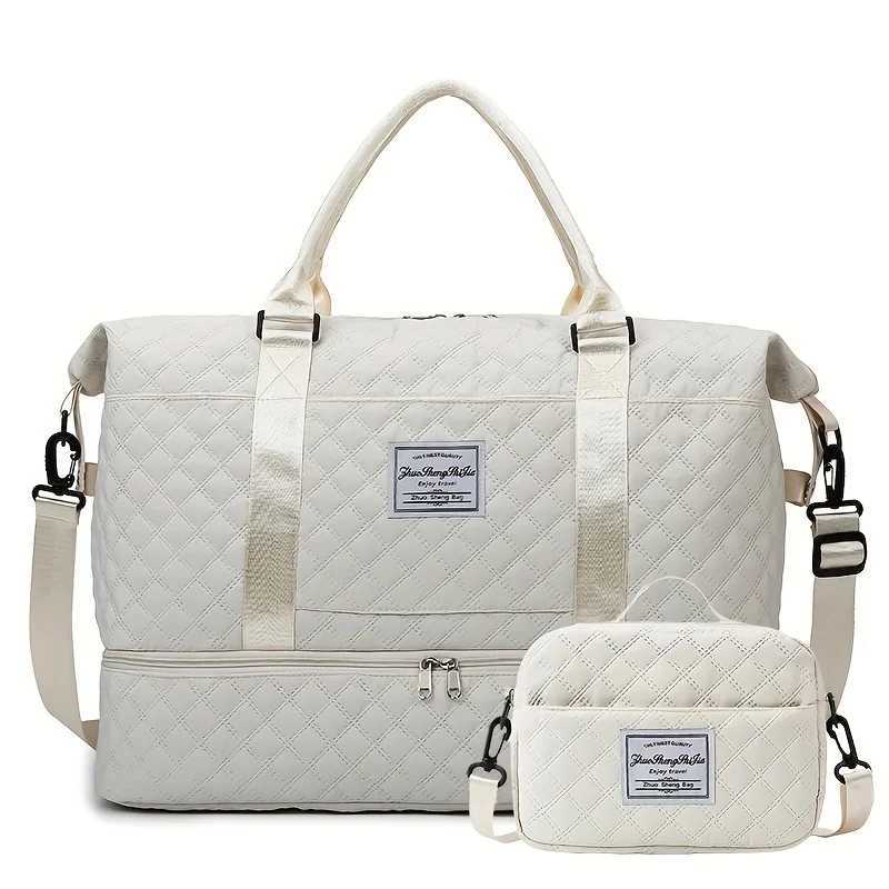 2pcs/set Large Capacity Travel Duffle Bag Sports Fitness Gym Yoga Tote Weekender Overnight Bag Makeup Bag for WomenXJ241122