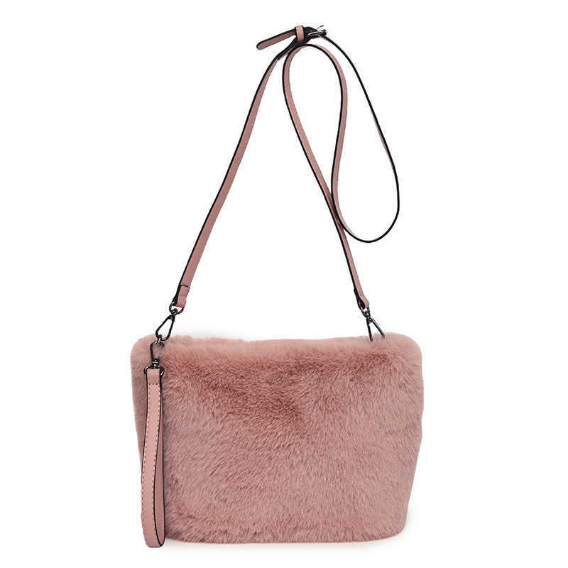 Autumn and winter imitation fur bag square tube bag solid color women's handbag diagonal cross fashion trend commuting daily bucket bag