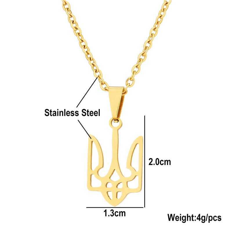 New Creative Ukraine Flag Pendant Necklaces Trident Design National Symbols Of Ukraine Stainless Steel Jewelry Women Men GiftX241122