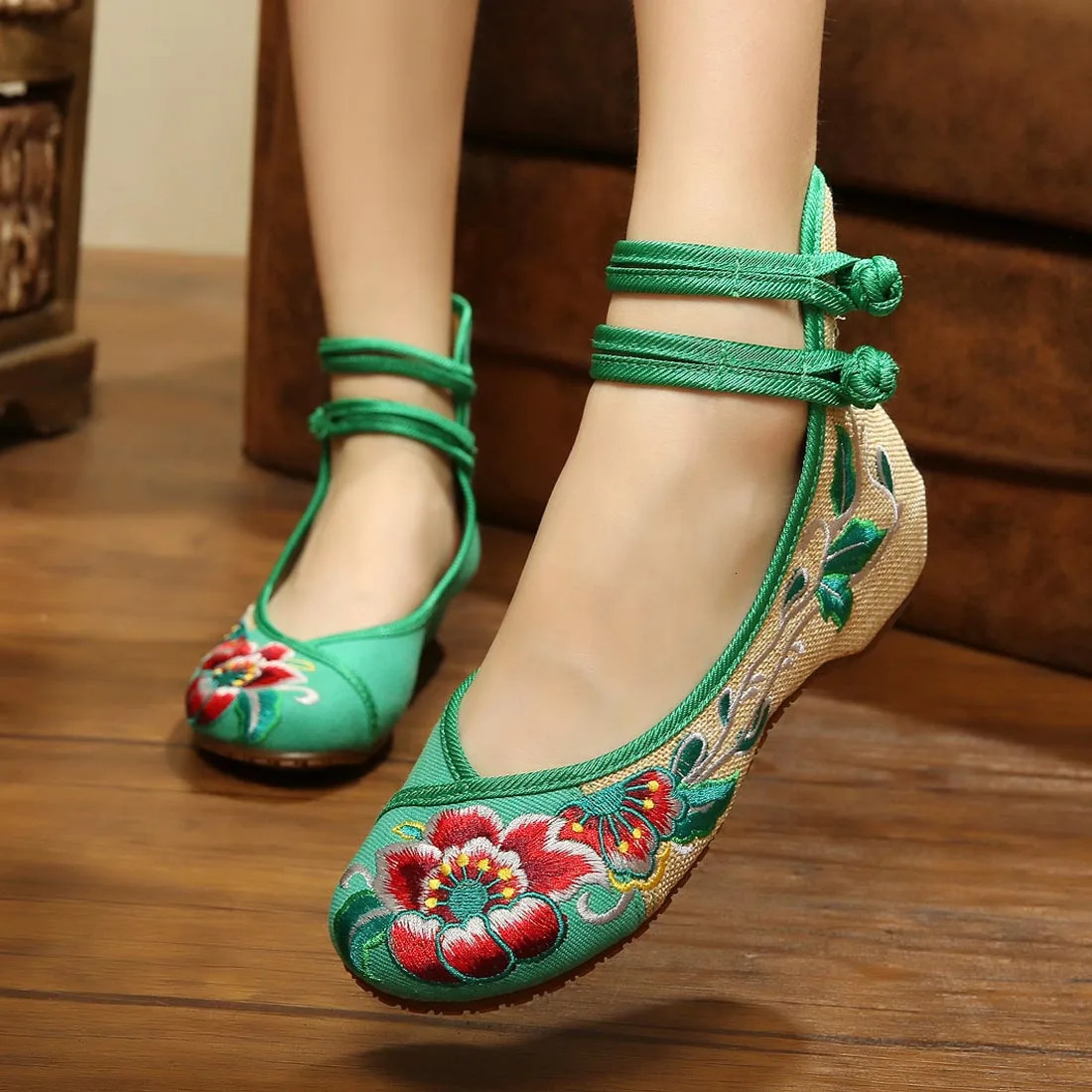 Chinese Embroidered Hibiscus Flowers Cloth Shoes Flat Shoe Casual Loafer Oxford Bottom Girl Lady Single 241122