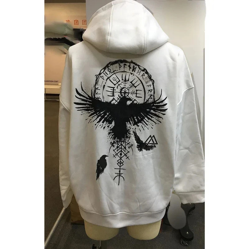 Viking Totem Printed Hoodie Cotton Wool Mens Loose Casual Eagle Super Cool Hoodie Mens Hoodie Sportswear 241121