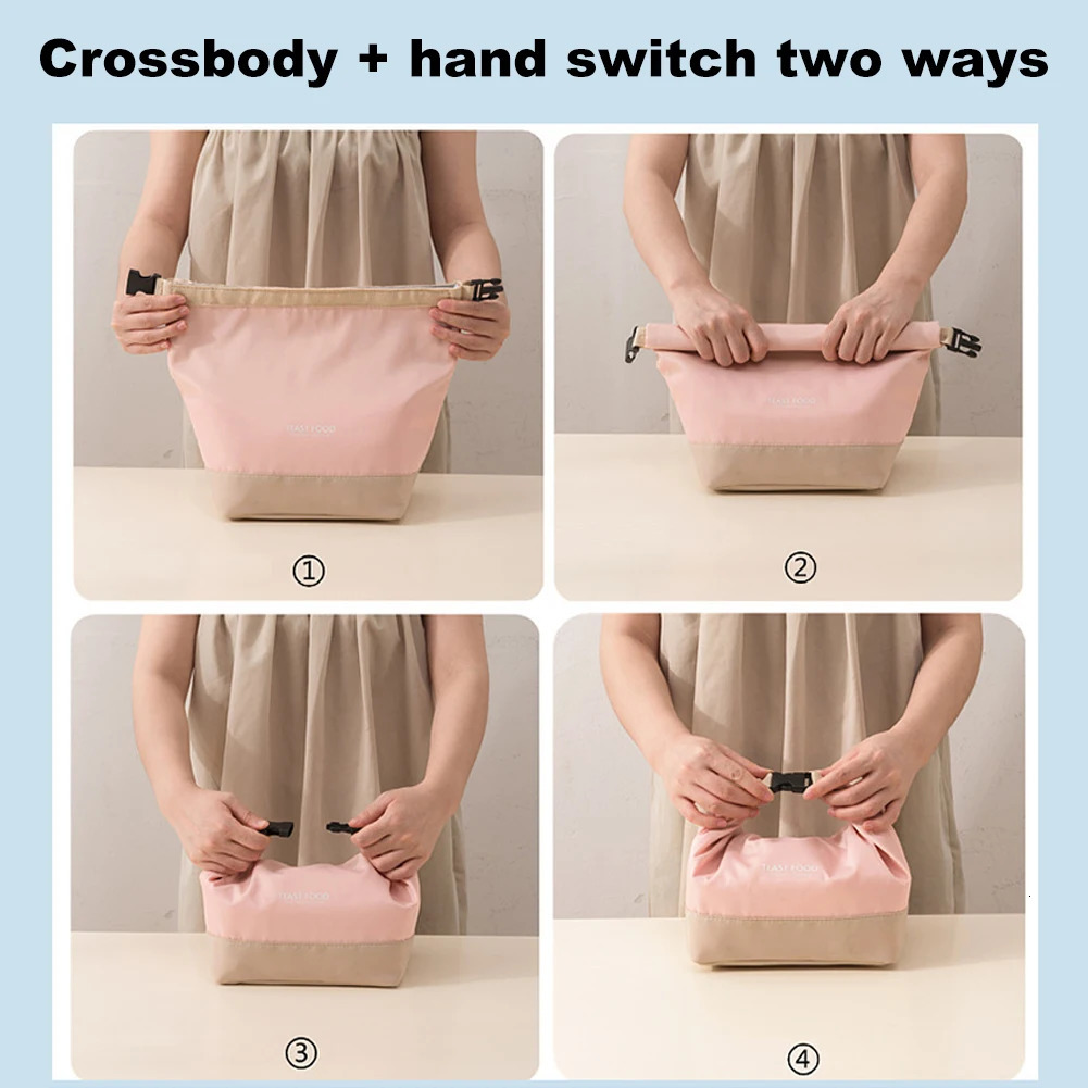 2024 Insulated Lunch Bag with Aluminum Foil Portable Bento Waterproof Tote Bags Large Capacity for Outdoor Travel Work 241122