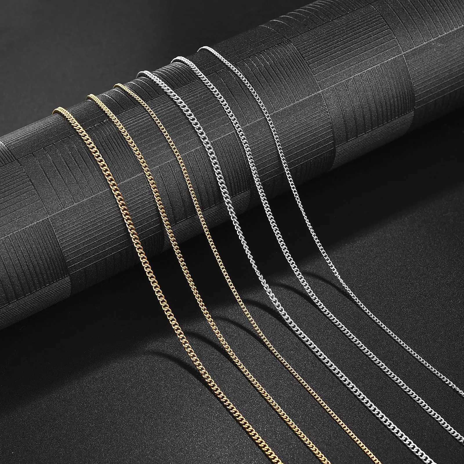 60cm 1.4MM/1.8MM/2.2MM Stainless Steel Necklace Sliver Color Vintage Chain Women And Man Jewelry GiftX241122