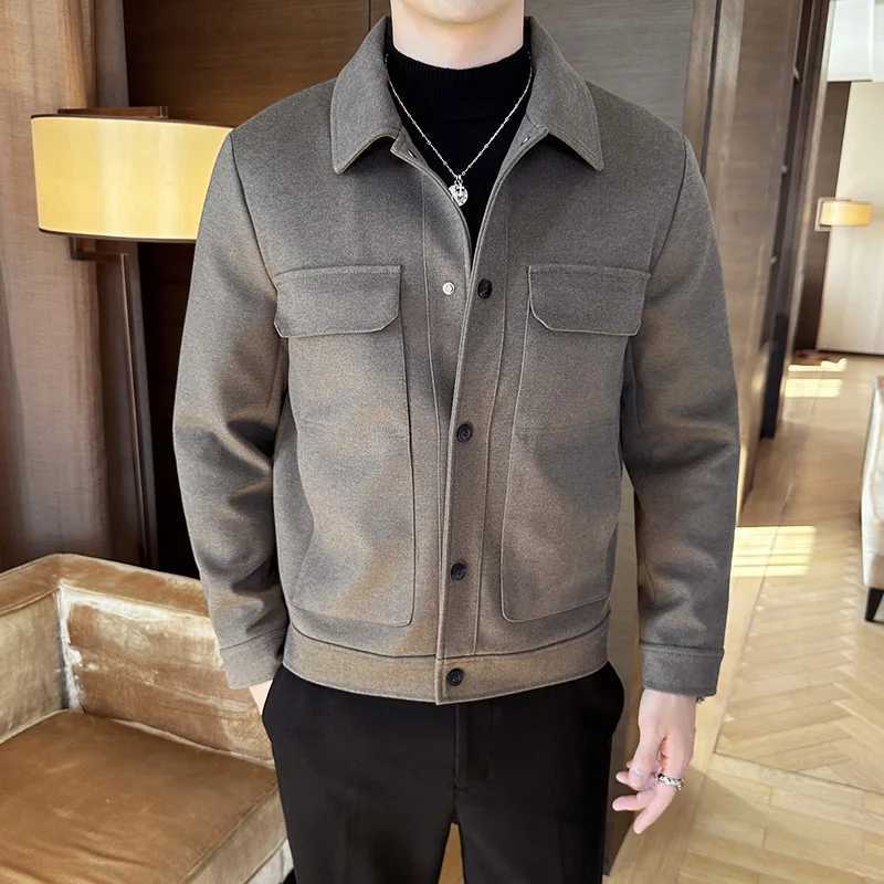 New Arrival Mens wool coat mens spring and autumn Korean version lapel wool coat winter thick casual jacket mens clothing 4XL-M Z241122