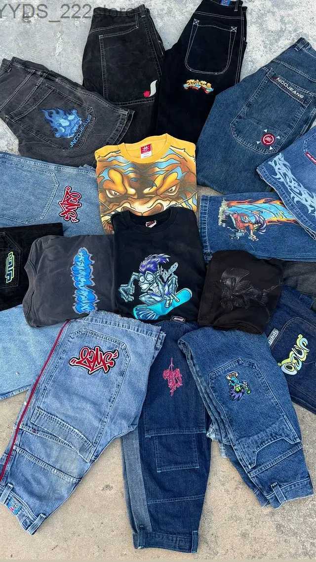 Women's Jeans Vintage jeans jncos y2k pants bag jinco jeans mens ropa jeans 2024 skateboard cargo pants mens y2k wide leg street tweer yq240423