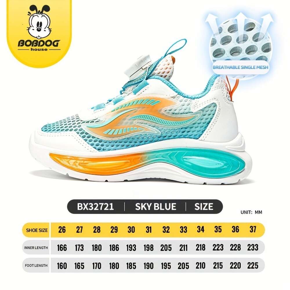 BOBDOGHOUSE Casual Cool Mixed Color Low Top Mesh Sneakers with Rotating Button Girls Breathable Non-slip Running Shoes for Summer BX32721