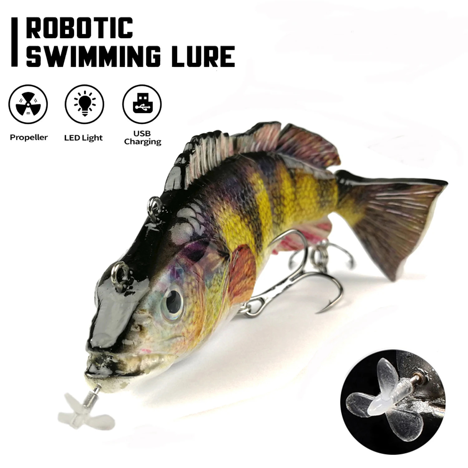 Robot swimming bait 130mm 4-stage swimming pool 35/54g fishing automatic electric follicle generator USB charging LED light for bass Pike 241122