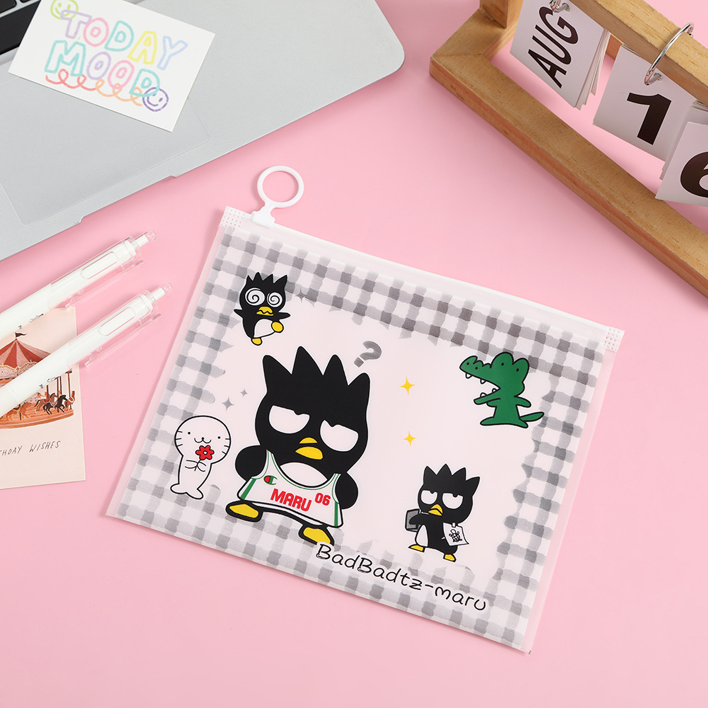 Cartoon style fresh plastic zipper bag cute and high-value student file bag large capacity data stationery self sealing bag