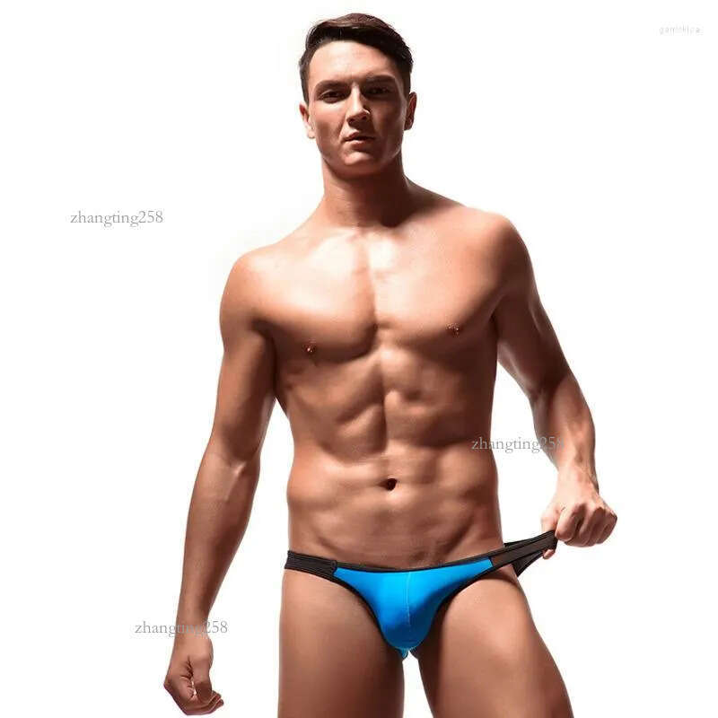 Underpants Soft Ice Silk Mens Briefs Sexy Gay Men Underwear Low Waist Male Underware Sungas Panties Contrast Color Lingerie Man Under Wear