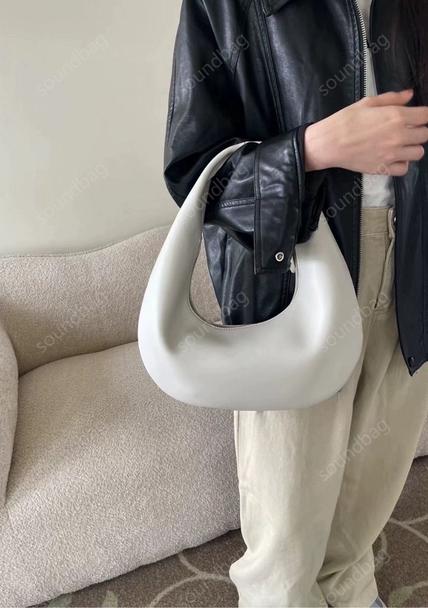 2024 Spring Crescent Moon Bag: Luxurious Genuine Dumpling Tote - Designer Fashion for Women, Minimalist Textured Leather Handbag