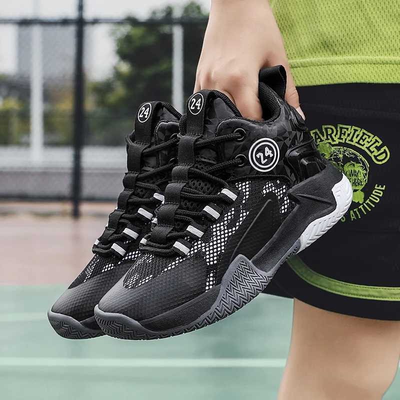 Athletic Outdoor Childrens High Top Basketball Shoes for Boy and Girl Number 24 Kids Sport Trend Sneakers Q250420