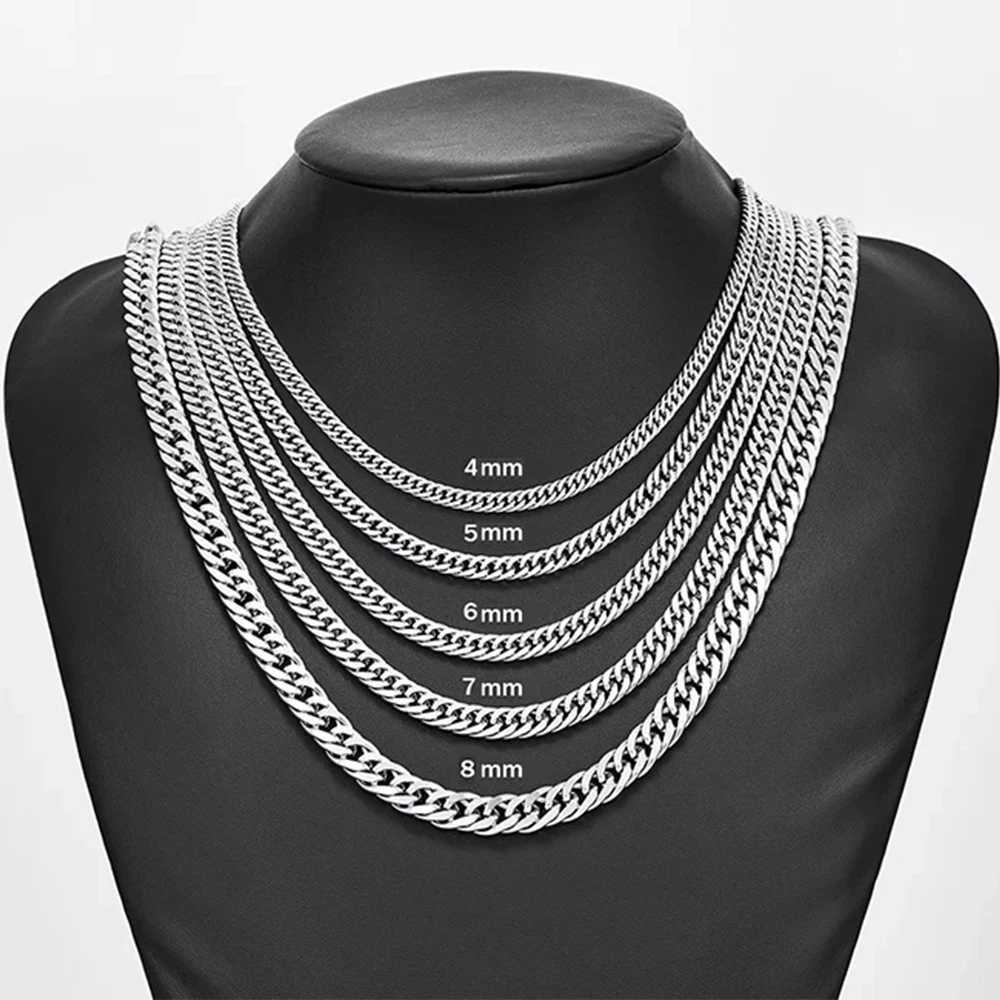 HIYEE 3mm/4mm/5mm/6mm/7mm/8mm Stainless Steel Cuban Link Chains Classic for Men Boy Curb Chunky Necklace Jewelry 14 to 28 InchesX241122